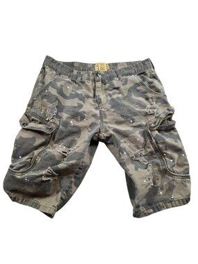 Grindhouse Denim Shorts Mens 36 Camo Urban Distressed Grunge Logo